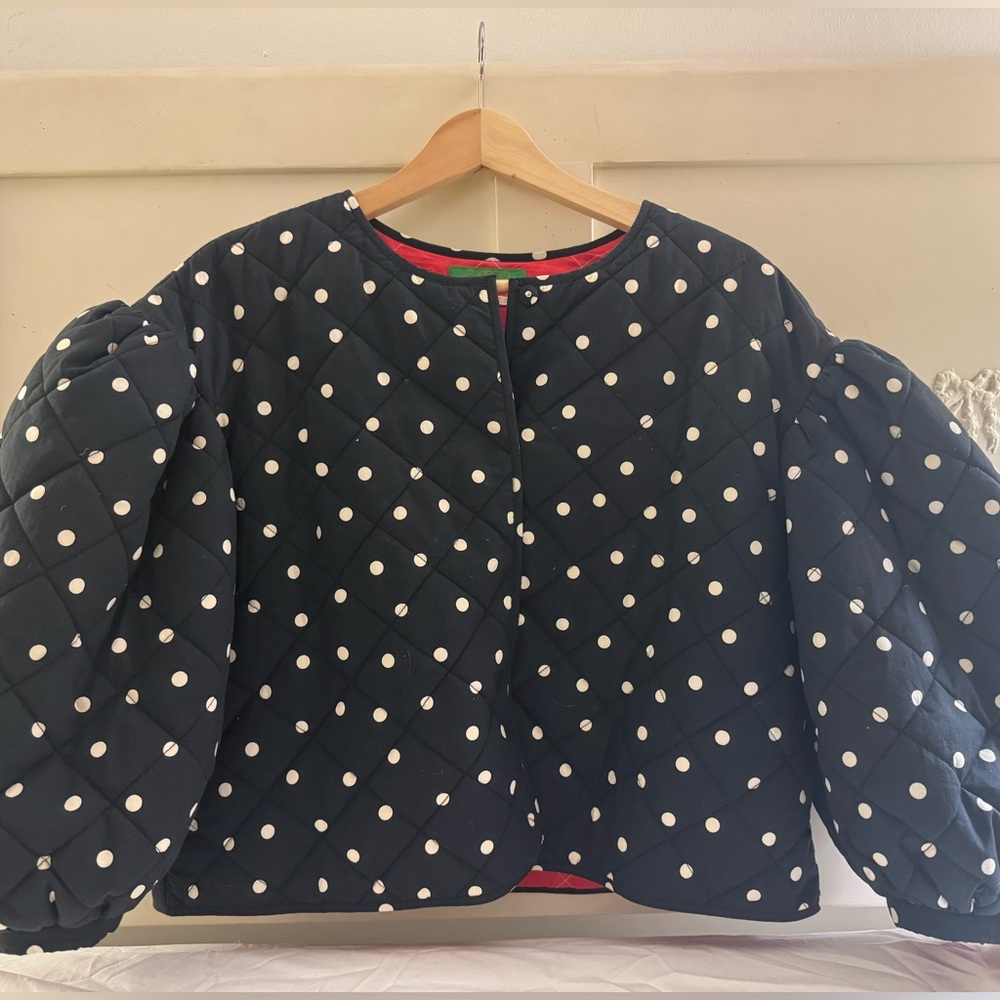 Clare V Black and White Polka Dot Puffer Jacket
